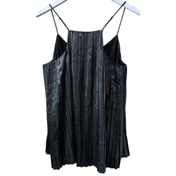 EXPRESS Metallic Top Size Large Metallic Gray Black Pleated Womens Cami NWOT - Picture 2 of 8
